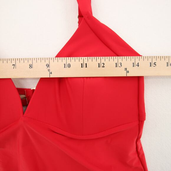 Alex Marie Tankini Swim Top Red V Neck Cutout Back Padded Bra Size Large NWT - Picture 5 of 10